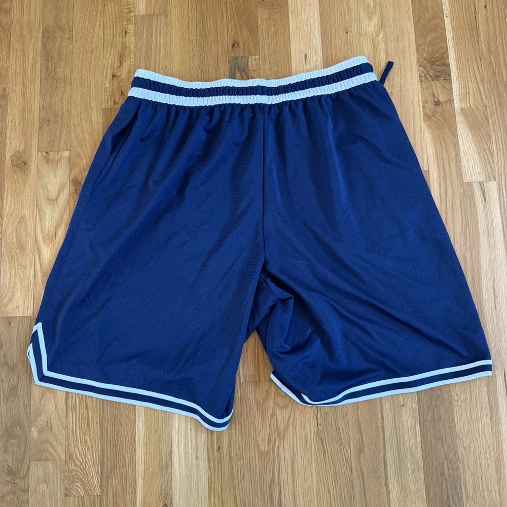 Nike Dri-FIT Basketball Shorts Men's XXL Blue White Zip Pocket Athletic Training